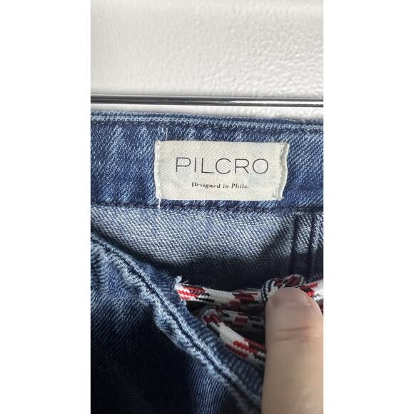 Anthropologie Pilcro Pull On High Rise Wide Leg Track Jeans Drawstring Size 27 - Picture 8 of 11
